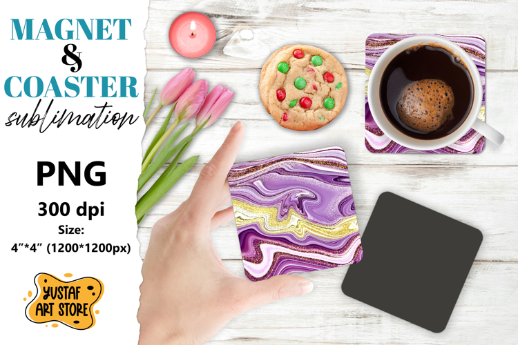 Abstract paint magnet/coaster sublimation. Fluid art