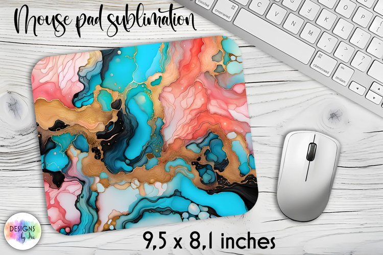 Abstract Fluid Art Mouse Pad, Marble Texture Mouse Pad Print example image 1