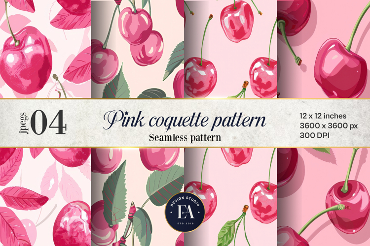 Pink Coquette studded digital paper, Cherry textures