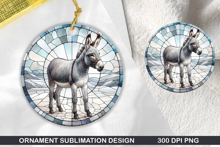 Donkey Stained Glass Ornament PNG, Digital Download File