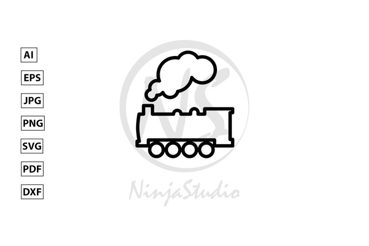 Steam Locomotive Train Line Icon In Flat Style Vector example image 1