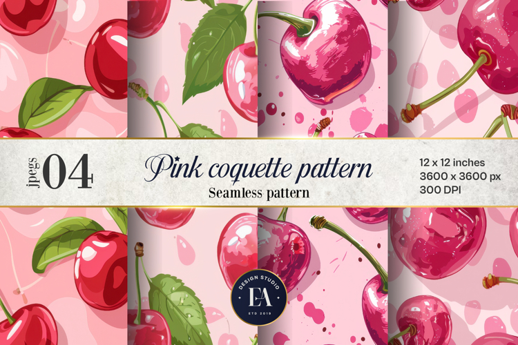 Pink Coquette studded digital paper, Cherry textures example image 1