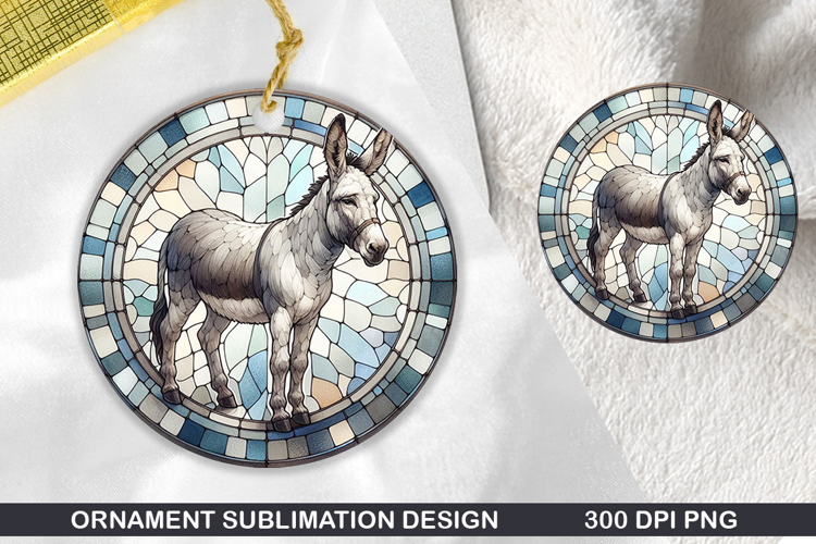 Donkey Stained Glass Ornament PNG, Digital Download File