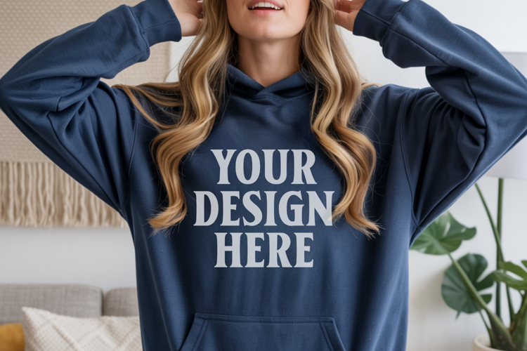Navy Gildan 18500 Hoodie Sweatshirt Mockup, 185 mock-up