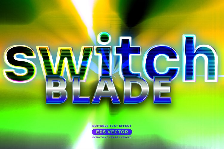 Switch blade editable text style effect in retro style theme example image 1