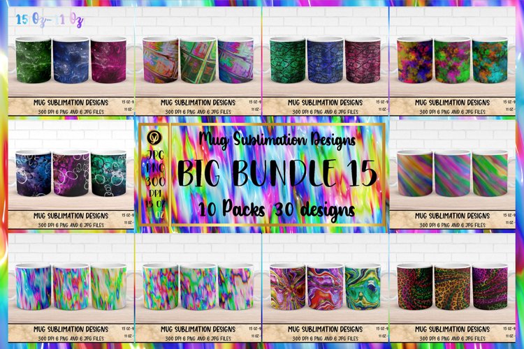 Mug Sublimation Wrap Bundle 15.Abstract Sublimation Mugs.
