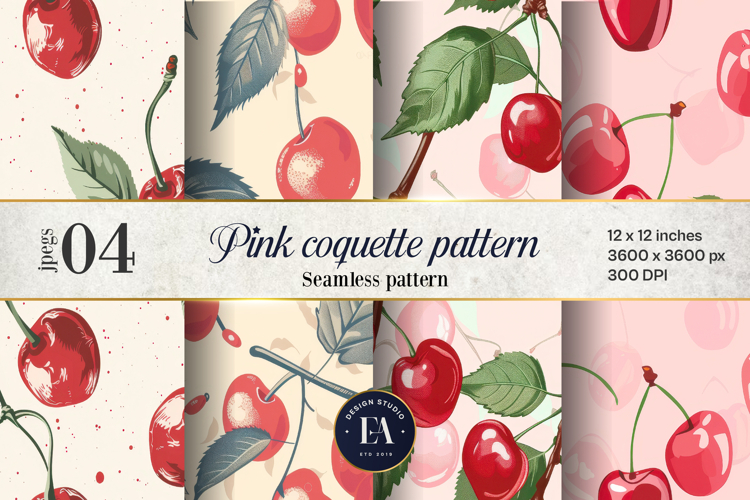 Pink Coquette studded digital paper, Cherry textures