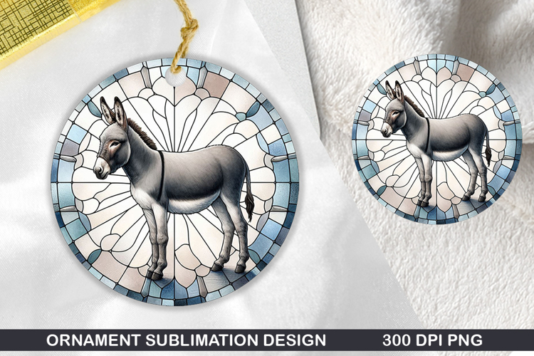 Donkey Stained Glass Ornament PNG, Digital Download File