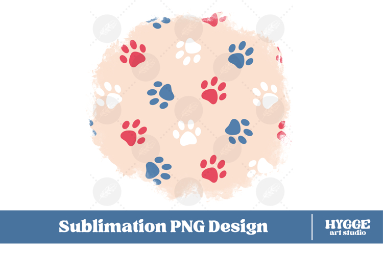 American 4th of July Cat Dog Paw Background Png Sublimation