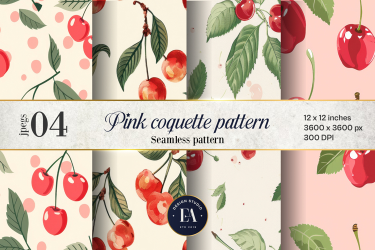Pink Coquette studded digital paper, Cherry textures example image 1