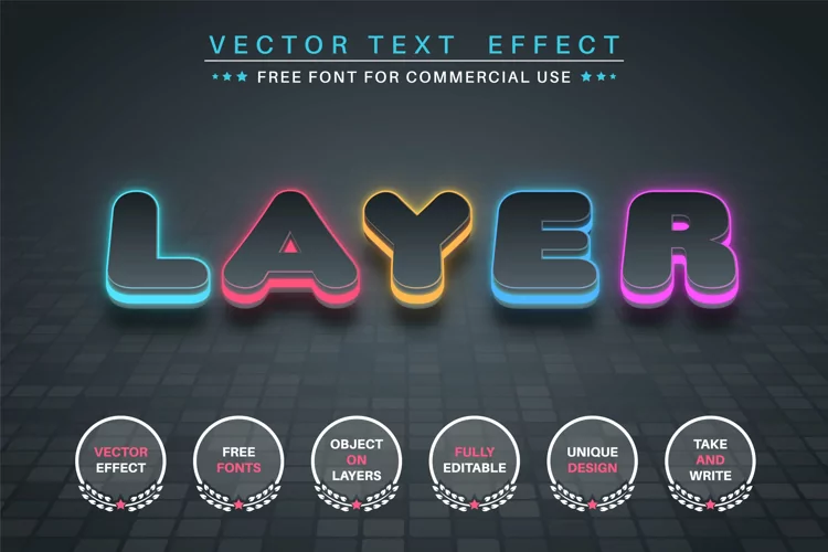 Color Layer - editable text effect, font style