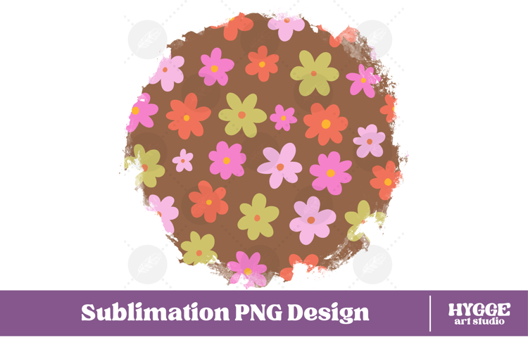 Retro Flowers Background Png Floral Paper Sublimation Splash