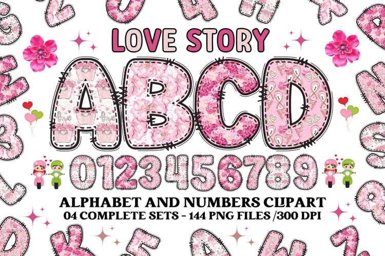 Love Story Alphabet   Numbers Clipart - PNG 300 DPI