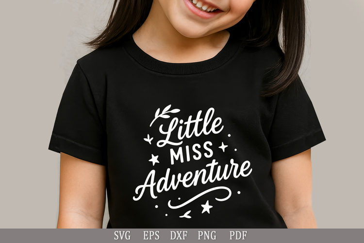 Little Miss Adventure SVG Design for Baby & Toddler T-Shirt