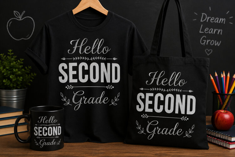 Hello Second Grade PNG | Teacher Back to School Design example image 1