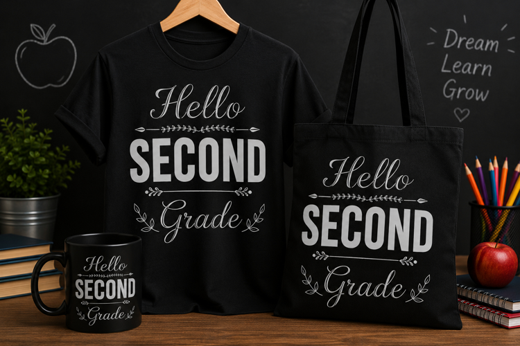 Hello Second Grade PNG | Teacher Back to School Design