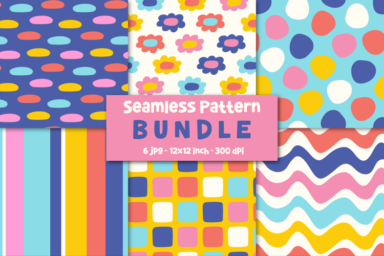Summer Digital Papers Bundle Colorful Background Daisy