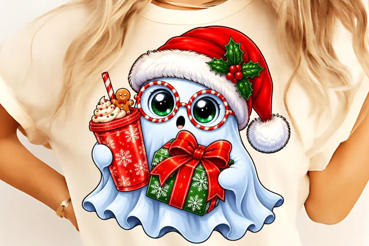 Cute Ghost Christmas PNG, Funny Christmas PNG, Christmas PNG