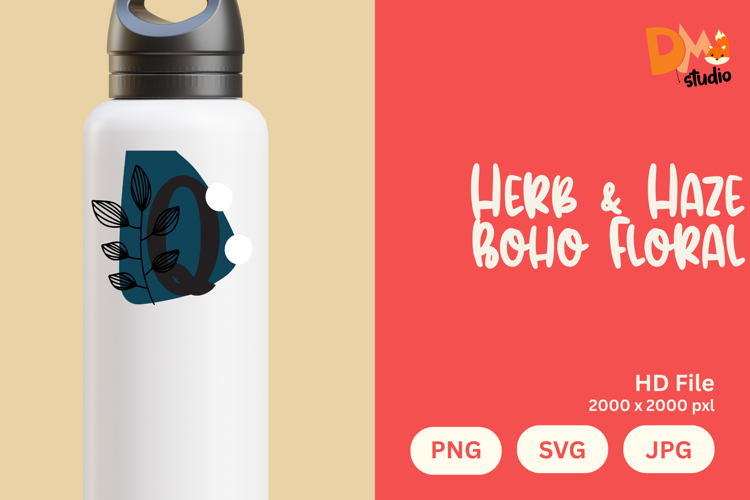 Herb   Haze Boho Floral Monogram