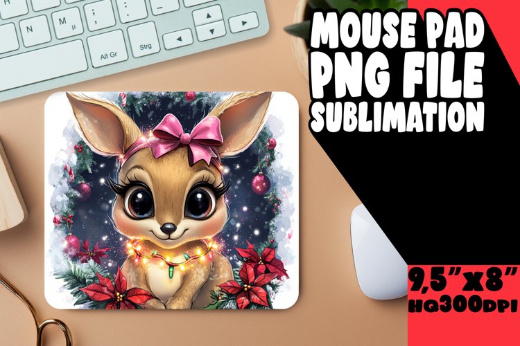 Cheerful Mouse Mat Sublimation Style, Christmas Animals