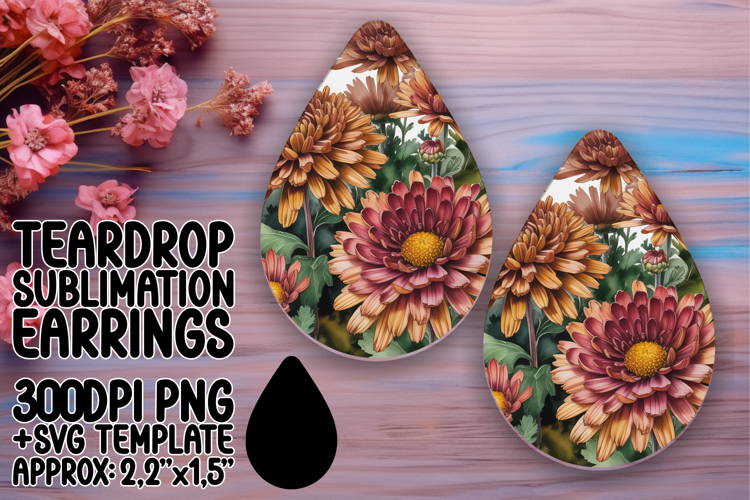 Sophisticated Teardrop Earrings PNG Artwork , Flowers