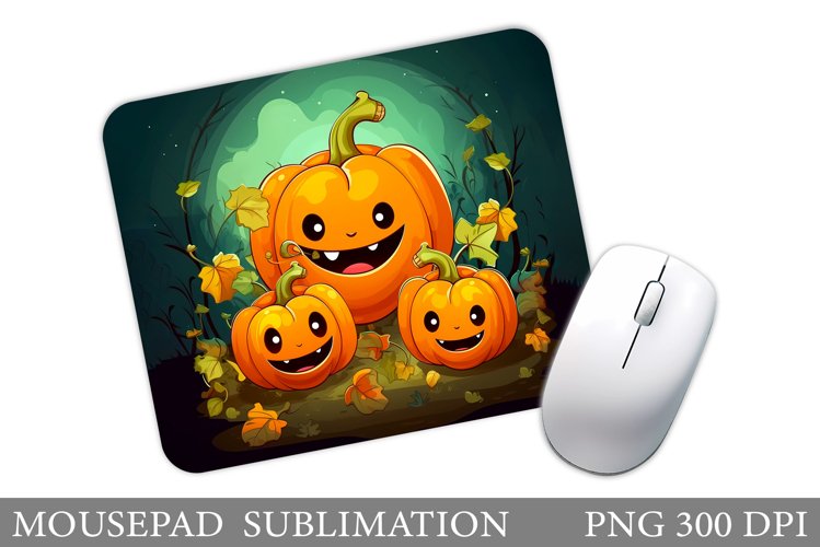 Cute Pumpkin Mouse Pad. Halloween Pumpkin Mouse Pad Design example image 1
