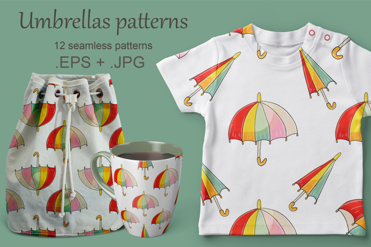 Seamless pattern with umbrellas. Can be used for fabric
