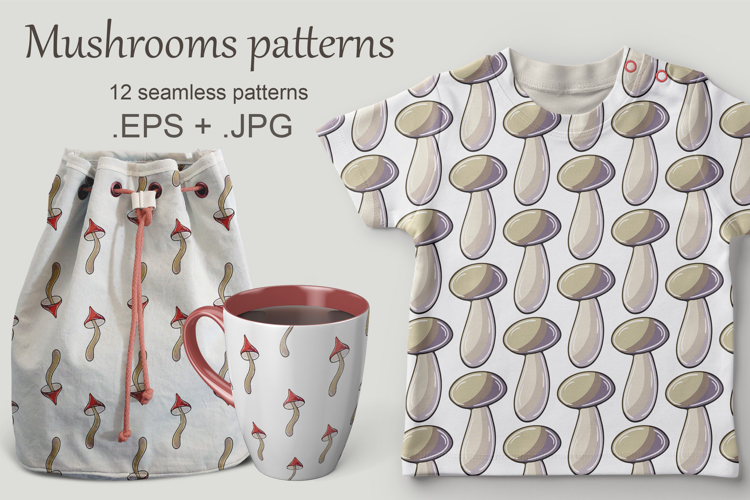 Illustration in hand draw style. Honey mushrooms. Seamless
