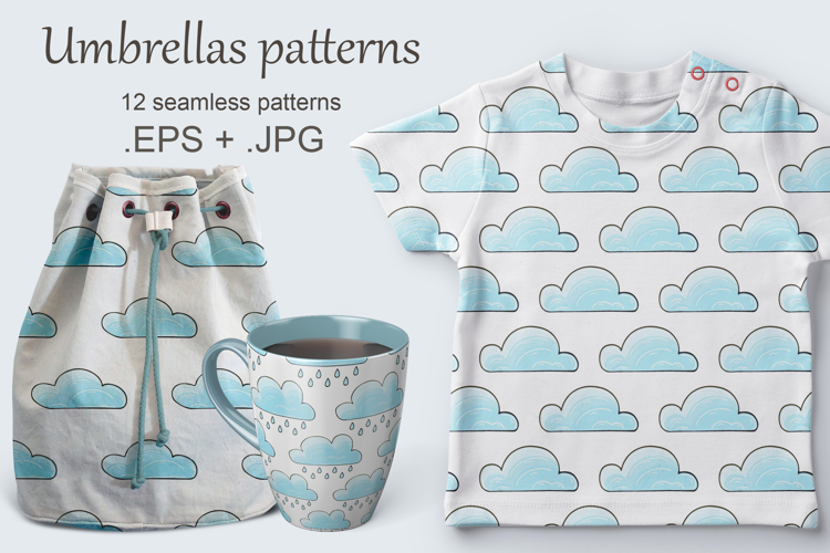 Seamless pattern with clouds. Illustration in hand draw