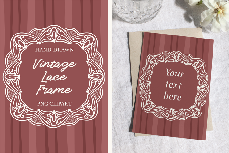 Hand Drawn Vintage Ornate Lace Wedding Frame PNG