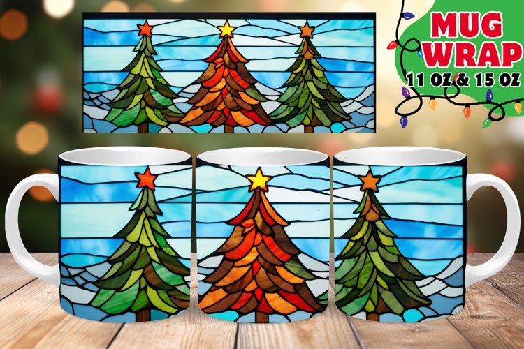STAINED GLASS HOLIDAY SPLENDOR 11OZ 15OZ MUG WRAP example image 1
