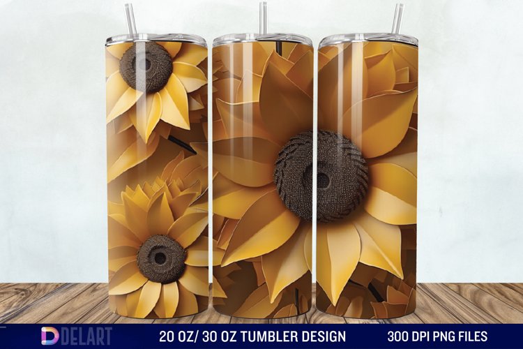 3d Sunflower floral Tumbler Wrap example image 1
