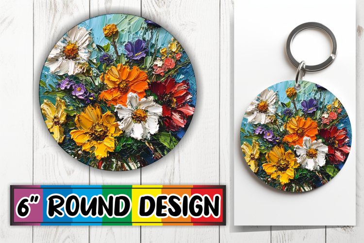 Round Keychain   Coaster Love - Floral Design