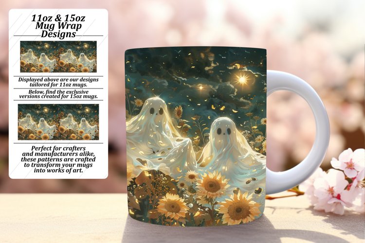 Fun Halloween Ghost Mug Wrap Sublimation 11oz 15oz