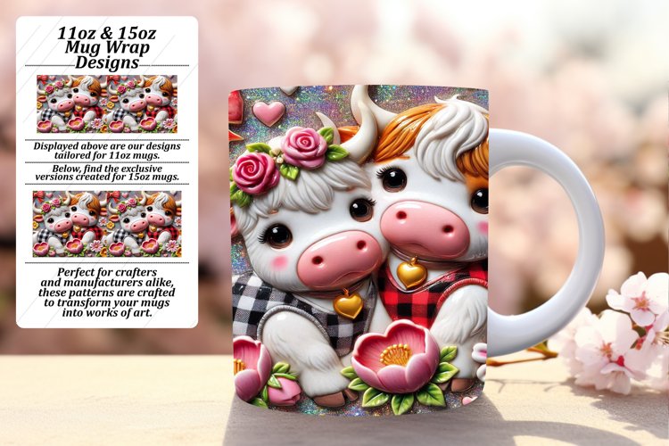 Cute 15oz Mug Wrap Png Artwork , Sweet Animals