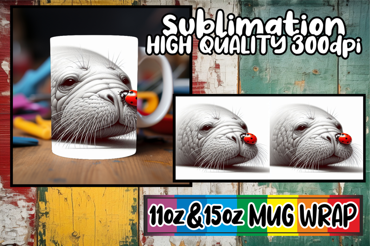 Cheerful sunsets sublimation mug wrap, Cute Animals