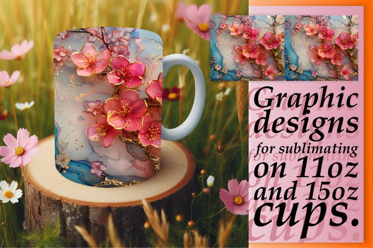 Sparkling Blossom Beauty Mug Wrap: 3D Sublimation example image 1