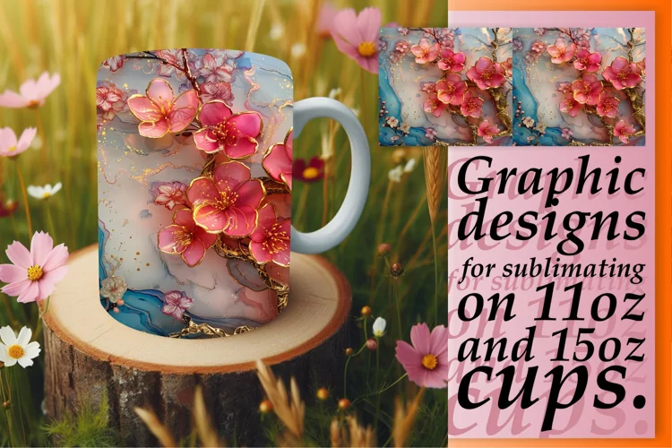 Sparkling Blossom Beauty Mug Wrap: 3D Sublimation