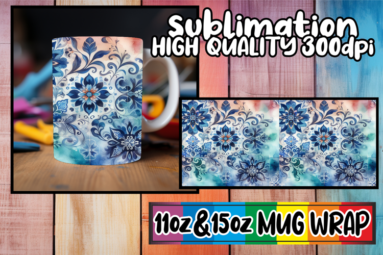 Joyful journeys 11oz 15oz mug wrap, Watercolor Pattern