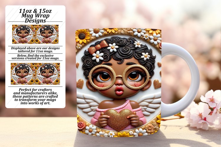 Joyful 15oz Mug Wrap Png Artwork , 3D Cupid