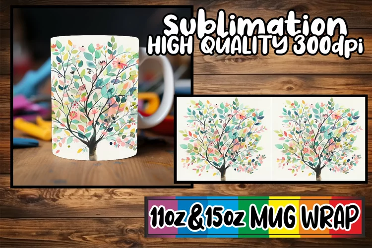 Blossom Bloom Mug Wrap - Sublimation 11oz 15oz