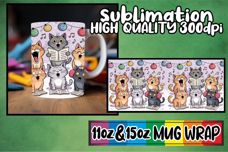 Everyday joy sublimation 11oz 15oz mug wrap, Funny Cat