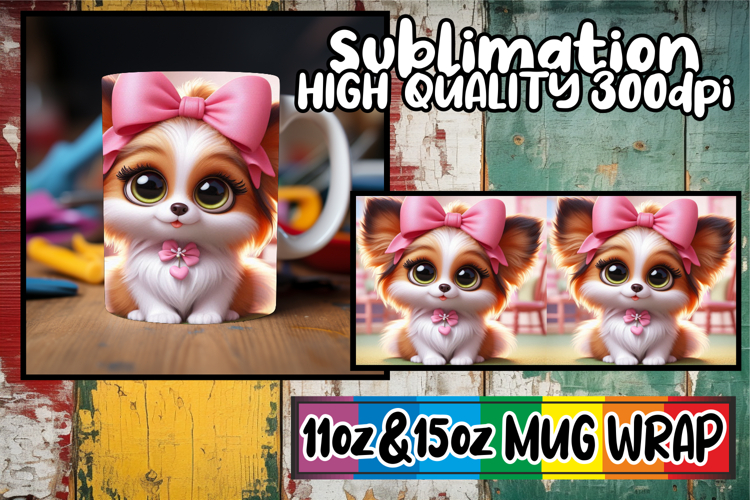 Sweet memories 11oz 15oz sublimation wrap, 3D Dog