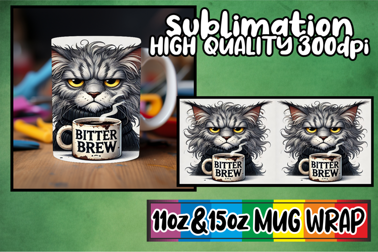 Enchanted mornings 11oz 15oz sublimation wrap, Grumpy Cat