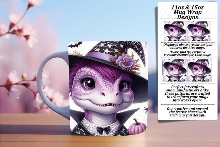 ELEGANT PNG for 15oz Mug Wrap , Halloween Dino