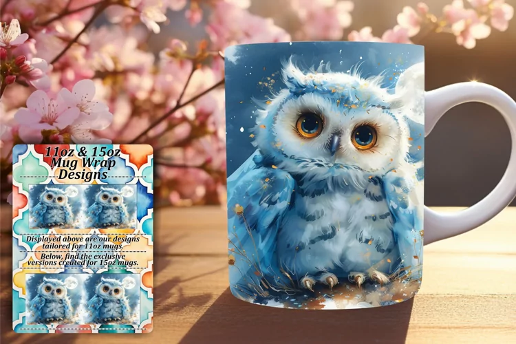 Cute Owl Mug Wrap Spring 11oz 15oz Design