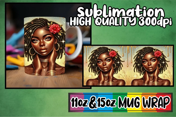 Gentle smiles 11oz 15oz sublimation wrap, Afro Girl