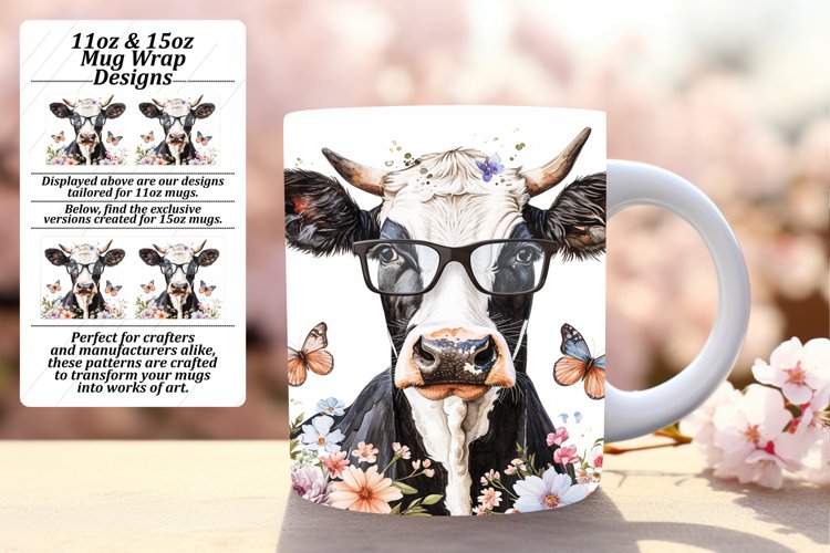 Watercolor Cow Fantasy Mug Wrap example image 1
