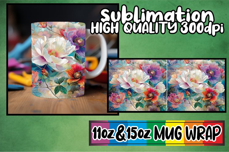 Colorful Blossom Symphony Mug Wrap 11oz/15oz example image 1