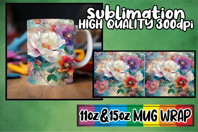 Colorful Blossom Symphony Mug Wrap 11oz/15oz